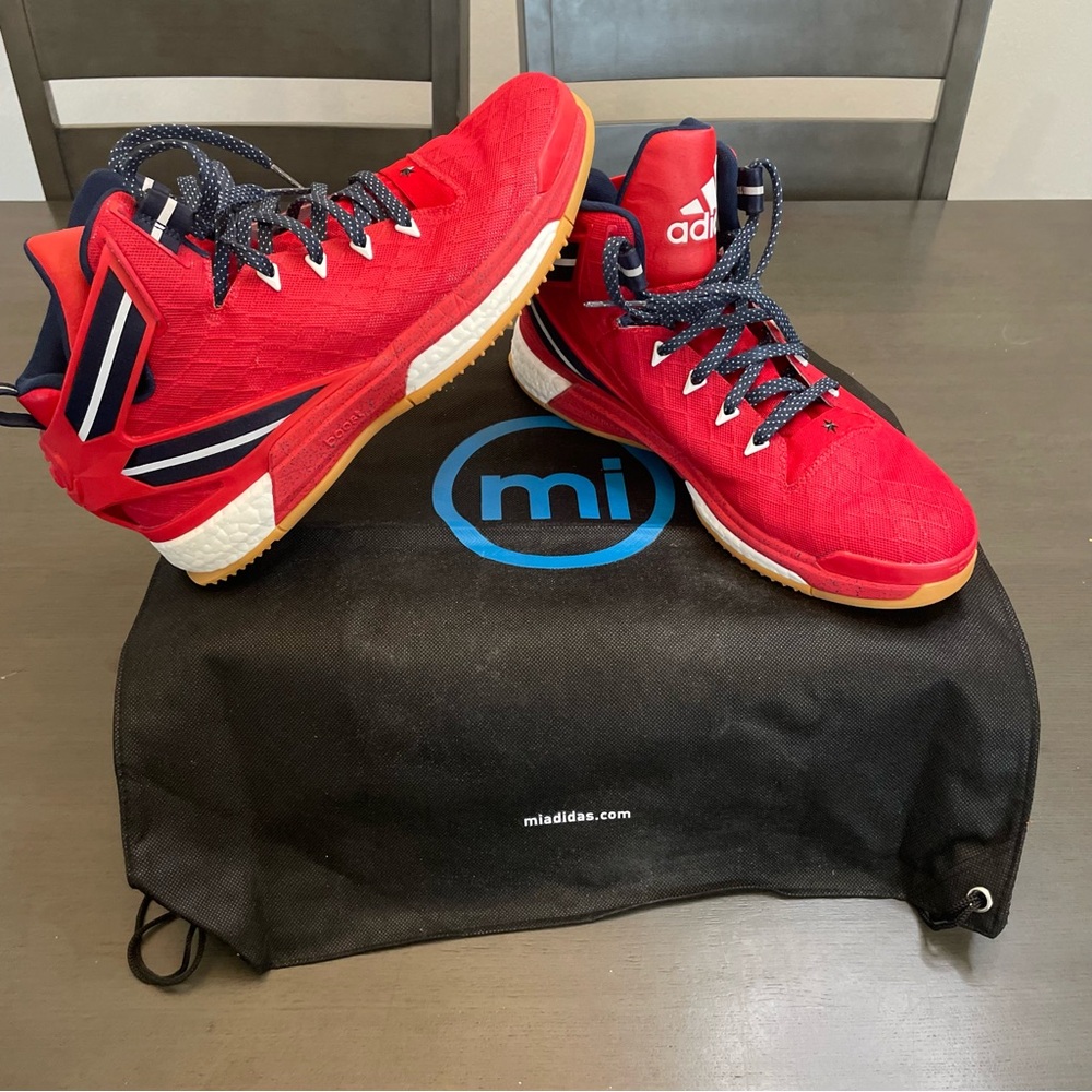 Adidas D Rose Basketball Shoes Red Navy Boost Sneakers Men 12